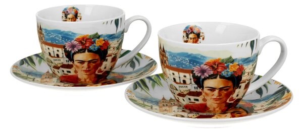 Porcelánový šálek s podšálkem Mexican Art Frida 270 ml sada 2ks
