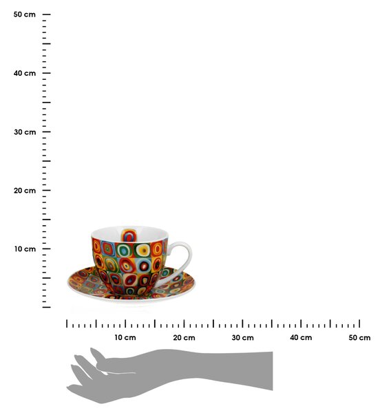 Porcelánový šálek s podšálkem Kandinskij Squares 270 ml sada 2ks