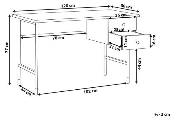 Pracovní stůl ABILEN Světle hnědá 120 cm 60 cm se zásuvkami