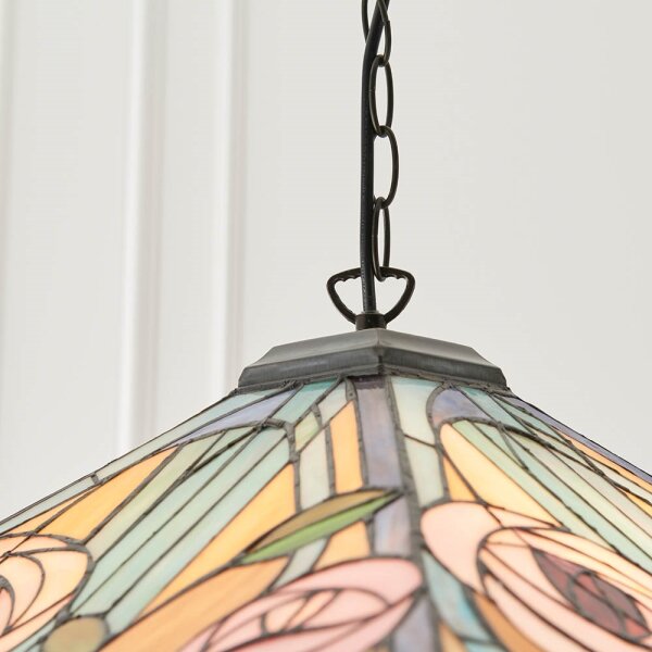 Endon 64384 - Lustr na řetězu Tiffany WILLOW 3xE27/60W/230V