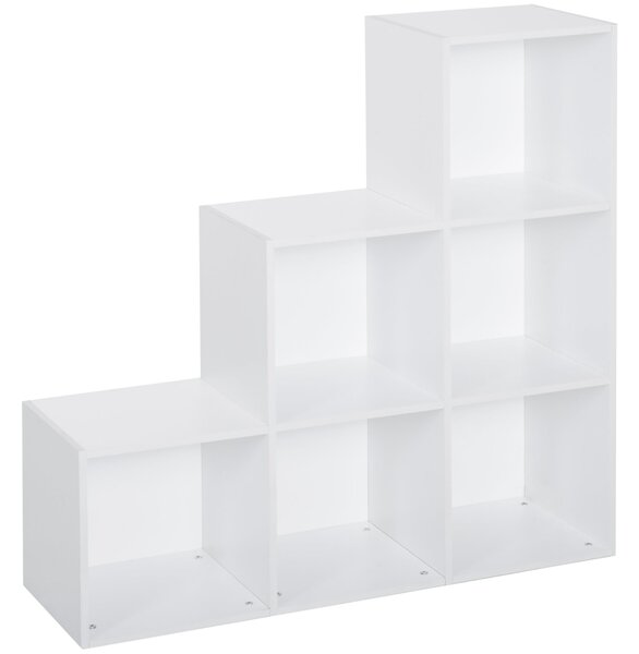 HOMCOM Skříňka ve tvaru žebříku s 6 kubickými přihrádkami - Stojící policový regál 91,5x29,5x91,5 cm Dřevo | Aosom