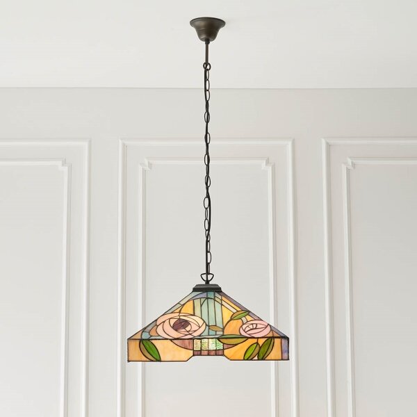 Endon 64384 - Lustr na řetězu Tiffany WILLOW 3xE27/60W/230V