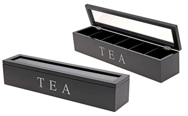 Dřevěný organizér na čaj Tea Box, 43x8,5 cm
