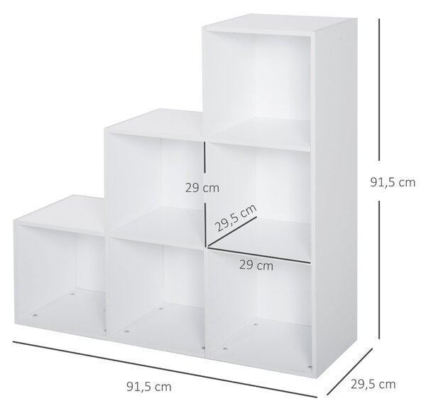 HOMCOM Skříňka ve tvaru žebříku s 6 kubickými přihrádkami - Stojící policový regál 91,5x29,5x91,5 cm Dřevo | Aosom