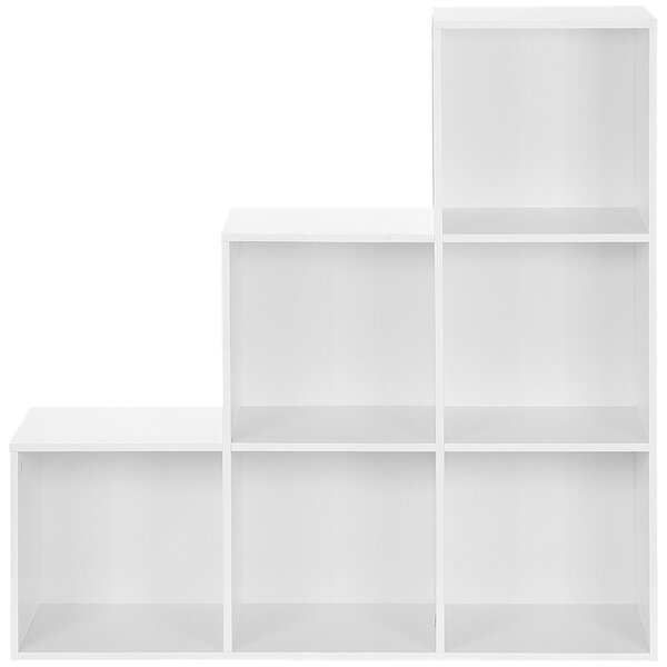 HOMCOM Skříňka ve tvaru žebříku s 6 kubickými přihrádkami - Stojící policový regál 91,5x29,5x91,5 cm Dřevo | Aosom