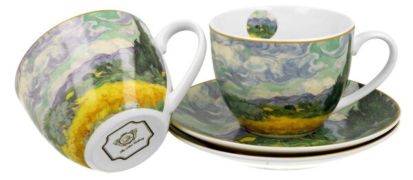 Porcelánový šálek s podšálkem Van Gogh Wheat Field 90 ml sada 2ks