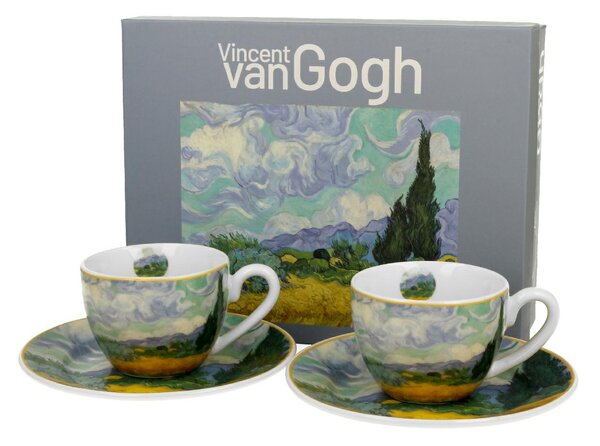 Porcelánový šálek s podšálkem Van Gogh Wheat Field 90 ml sada 2ks