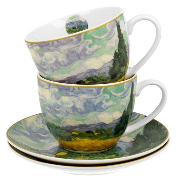 Porcelánový šálek s podšálkem Van Gogh Wheat Field 90 ml sada 2ks