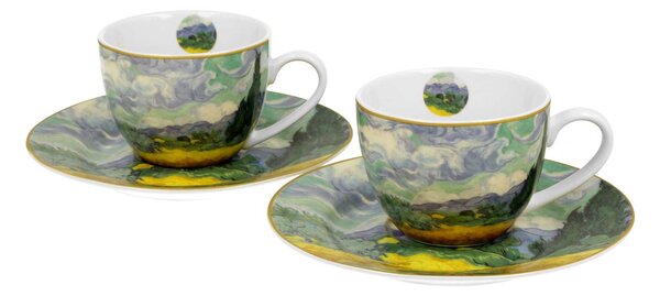 Porcelánový šálek s podšálkem Van Gogh Wheat Field 90 ml sada 2ks