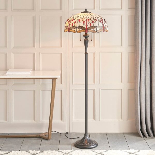 Endon 70940 - Stojací lampa Tiffany DRAGONFLY 2xE27/60W/230V pr. 50 cm