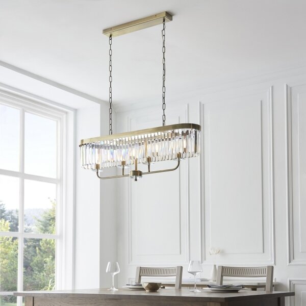 Endon 110539 - Lustr na řetězu CHESTERFIELD 4xE14/6W/230V mosaz