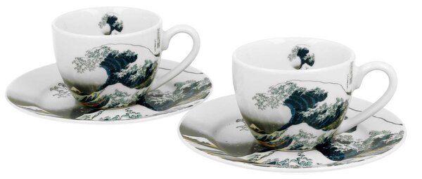 Porcelánový šálek s podšálkem Hokusai The Great Wave 90 ml sada 2ks