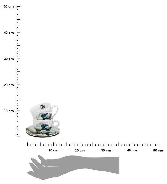 Porcelánový šálek s podšálkem Hokusai The Great Wave 90 ml sada 2ks