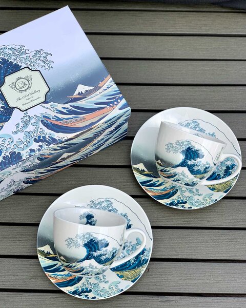 Porcelánový šálek s podšálkem Hokusai The Great Wave 90 ml sada 2ks