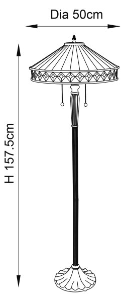 Endon 70936 - Stojací lampa Tiffany FARGO 2xE27/60W/230V pr. 50 cm