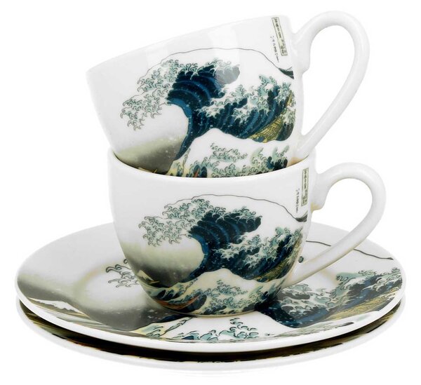 Porcelánový šálek s podšálkem Hokusai The Great Wave 90 ml sada 2ks