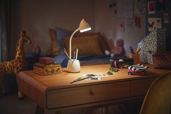 Hat stolní LED lampa USB 1x4,5W 80lm 3000/4000/5700K IP20, krokové stmívání, bílá