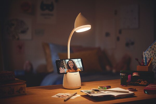 Hat stolní LED lampa USB 1x4,5W 80lm 3000/4000/5700K IP20, krokové stmívání, bílá