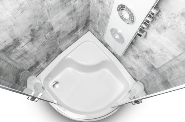 Novoterm Čtvrtkruhová akrylátová sprchová vanička hluboká NV-Klara 90x90, bílá