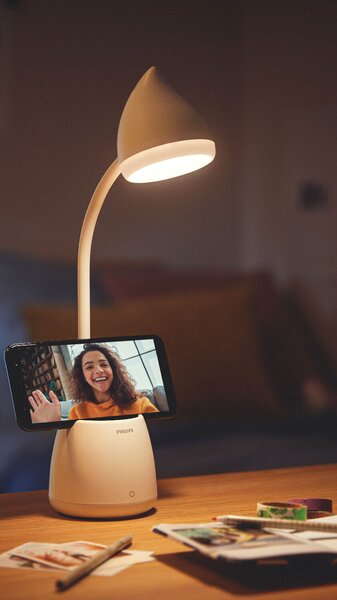 Hat stolní LED lampa USB 1x4,5W 80lm 3000/4000/5700K IP20, krokové stmívání, bílá