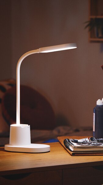 Bucket stolní LED lampa 1x7,5W 200lm 3000/4000/5700K IP20 USB krokové stmívání, bílá
