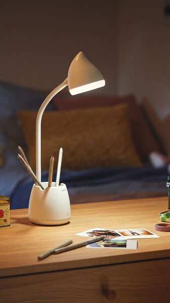 Hat stolní LED lampa USB 1x4,5W 80lm 3000/4000/5700K IP20, krokové stmívání, bílá