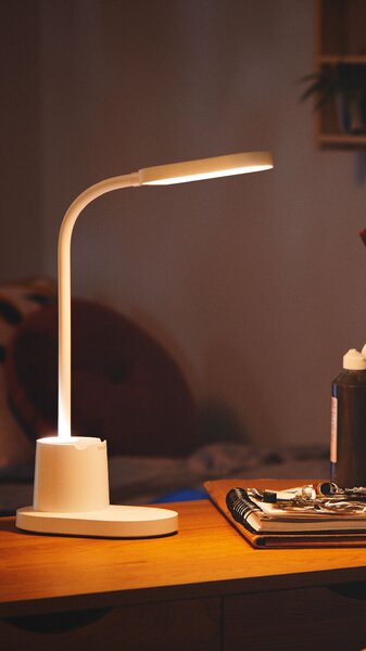 Bucket stolní LED lampa 1x7,5W 200lm 3000/4000/5700K IP20 USB krokové stmívání, bílá