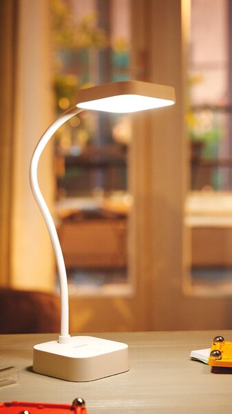 Rock stolní LED lampa 1x5W 90lm 5000K IP20 USB, stmívatelná, bílá