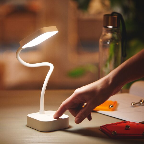 Rock stolní LED lampa 1x5W 90lm 5000K IP20 USB, stmívatelná, bílá