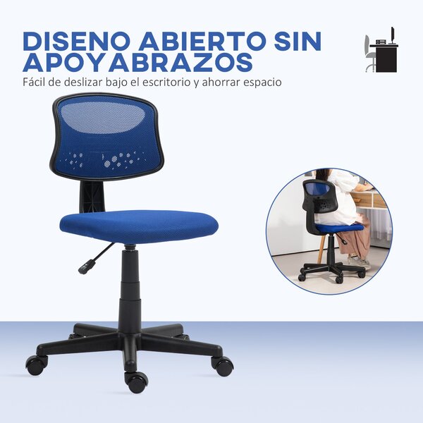 HOMCOM Ergonomická kancelářská židle bez područek, otočná kancelářská židle s prodyšným síťovinovým opěradlem, nastavitelná výška, nosnost 120 kg, mod