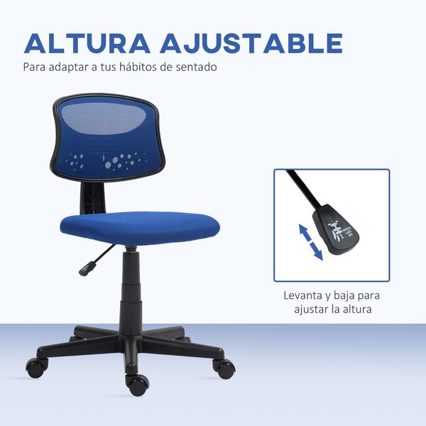 HOMCOM Ergonomická kancelářská židle bez područek, otočná kancelářská židle s prodyšným síťovinovým opěradlem, nastavitelná výška, nosnost 120 kg, mod