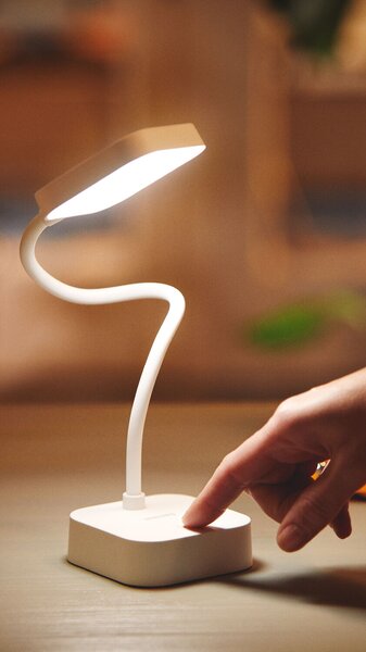 Rock stolní LED lampa 1x5W 90lm 5000K IP20 USB, stmívatelná, bílá