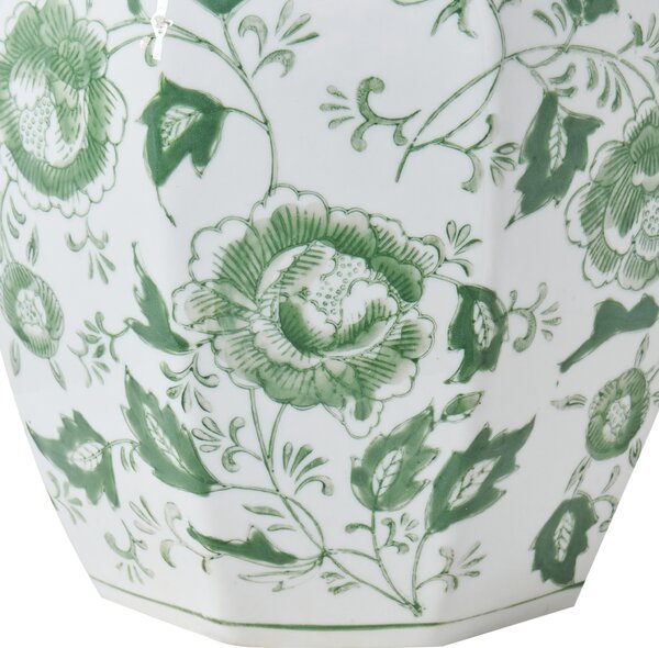 Váza s víkem FERROL Porcelán 29 cm Bílá/Zelená