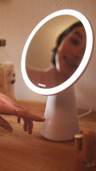 Mirror stolní svítidlo se zrcadlem 1x4.5W 60lm 3000/4000/5000K USB, růžové