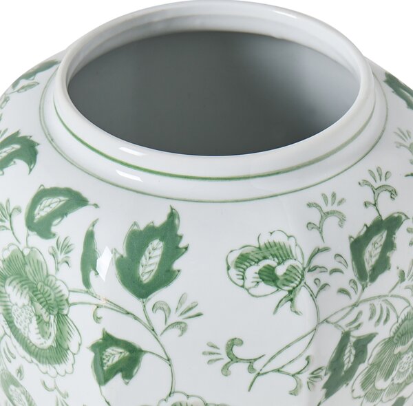 Váza s víkem FERROL Porcelán 29 cm Bílá/Zelená