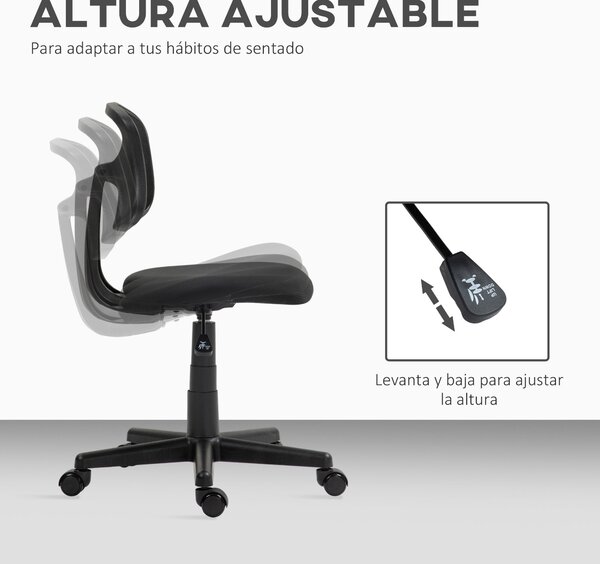 Kancelářská židle HOMCOM bez područek, ergonomická, síťovaná, otočná, nastavitelná výška, 120 kg nosnost | Aosom