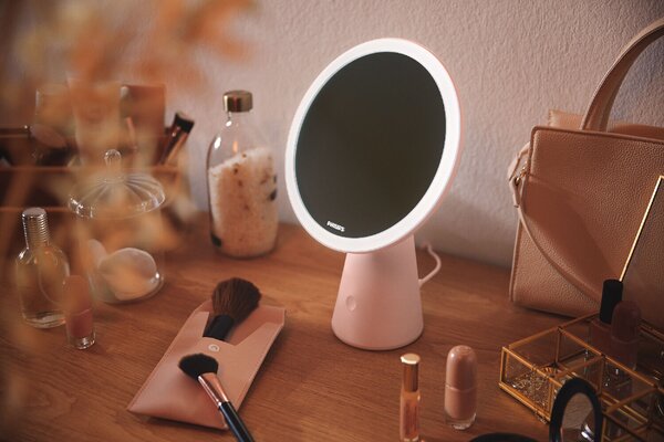 Mirror stolní svítidlo se zrcadlem 1x4.5W 60lm 3000/4000/5000K USB, růžové