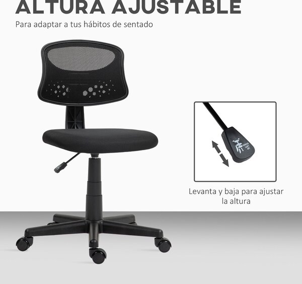 Kancelářská židle HOMCOM bez područek, ergonomická, síťovaná, otočná, nastavitelná výška, 120 kg nosnost | Aosom
