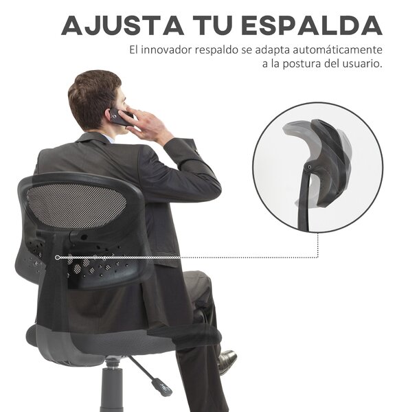 Kancelářská židle HOMCOM bez područek, ergonomická, síťovaná, otočná, nastavitelná výška, 120 kg nosnost | Aosom