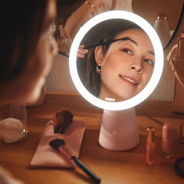 Mirror stolní svítidlo se zrcadlem 1x4.5W 60lm 3000/4000/5000K USB, růžové