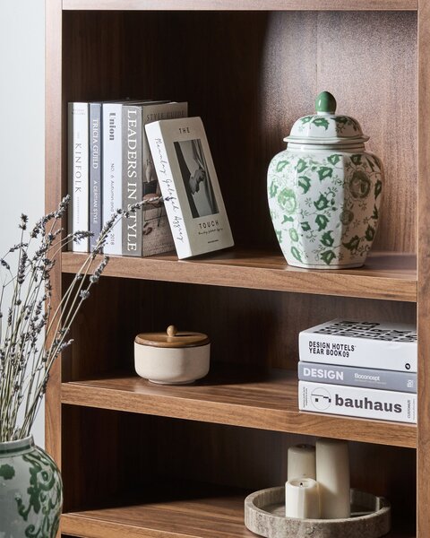 Váza s víkem FERROL Porcelán 29 cm Bílá/Zelená