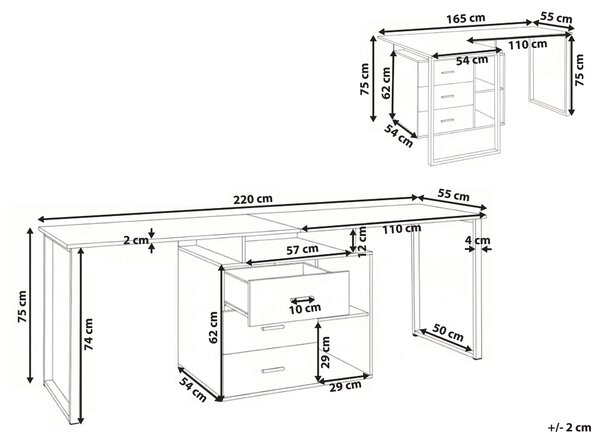 Nastavitelný stůl ASHMORE Bílá 165/220 cm 55 cm