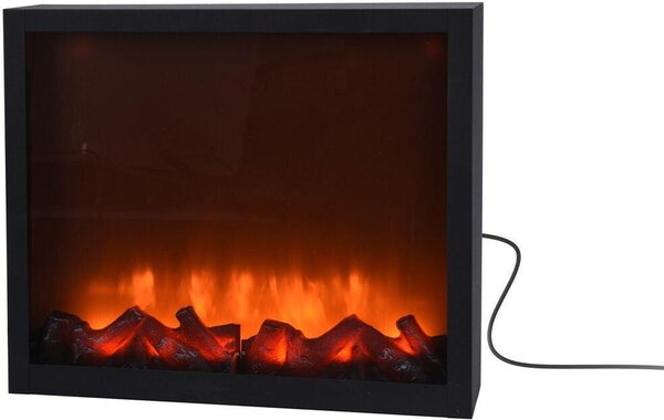 Vilde elektrický krb | krbový oheň s LED efektem plamene elektrický černý kovový kryt 41x25 cm