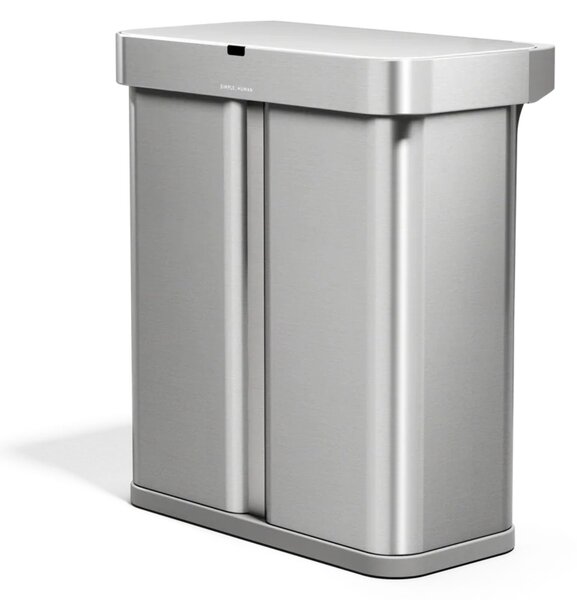Simplehuman bezdotykový odpadkový koš DUAL SENSOR, 58 L (34/24), hlasové ovládání, nerez
