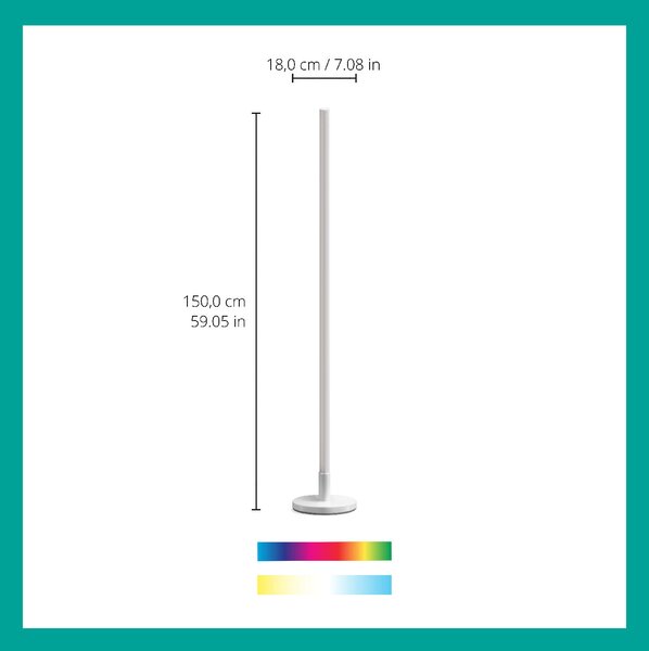 WiZ Pole stojací LED lampa 1x13W 1080lm 2200-6500K RGB IP20, bílá