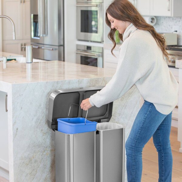 Simplehuman bezdotykový odpadkový koš DUAL SENSOR, 58 L (34/24), hlasové ovládání, nerez