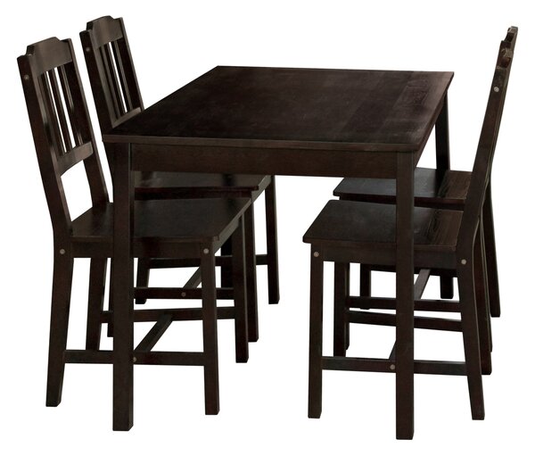 Stůl + 4 židle 8849 tmavohnědý lak