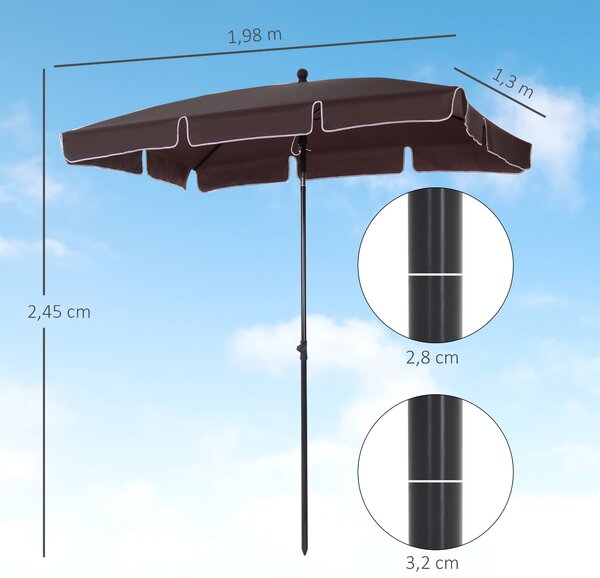 Zahradní slunečník Outsunny z hliníku 198x130x245 cm s nastavitelným sklonem pro terasu, patio a venkovní kavárnu | Aosom
