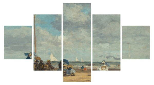 Obraz - Eugène Boudin, Beach at Trouville, reprodukce (125x70 cm)