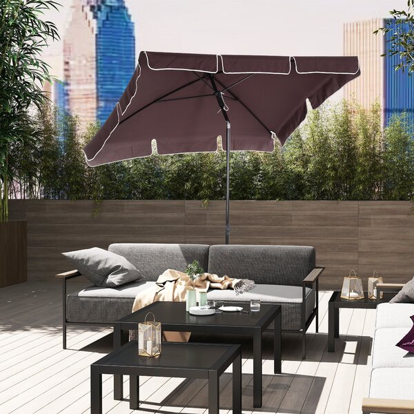 Zahradní slunečník Outsunny z hliníku 198x130x245 cm s nastavitelným sklonem pro terasu, patio a venkovní kavárnu | Aosom